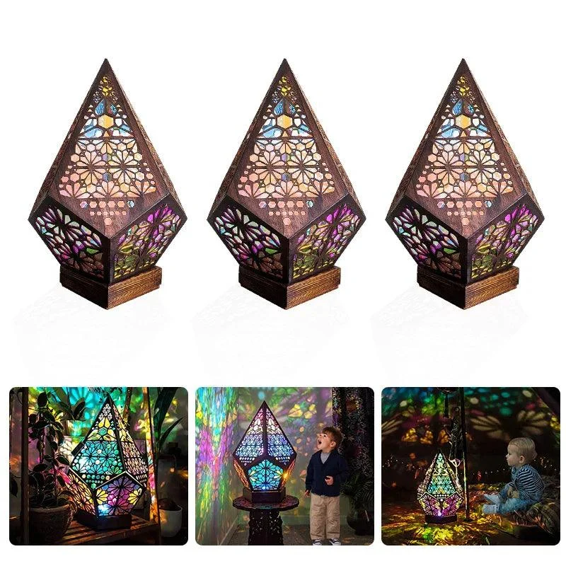 Houten Hollow Led Projectie Night Lamp Bohemian Kleurrijke Projector Bureaulamp Huishoudelijke Home Decor Vakantie Sfeer Verlichting 1a4a5f54 83ca 4745 B175 543530fba817