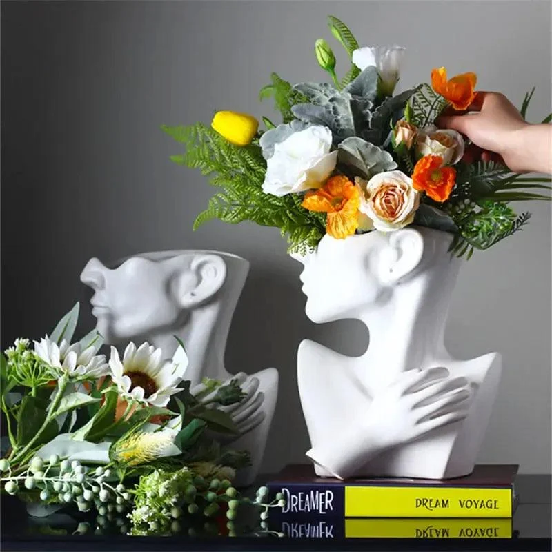 Human Head Flower Vase -