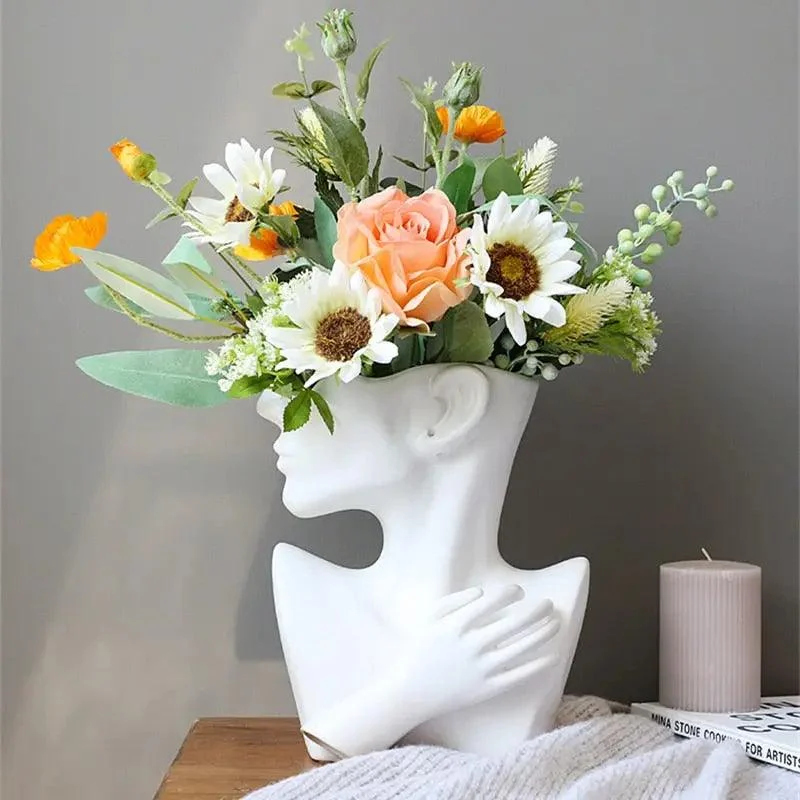 Human Head Flower Vase -