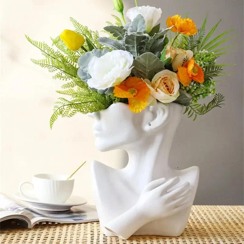 Human Head Flower Vase -