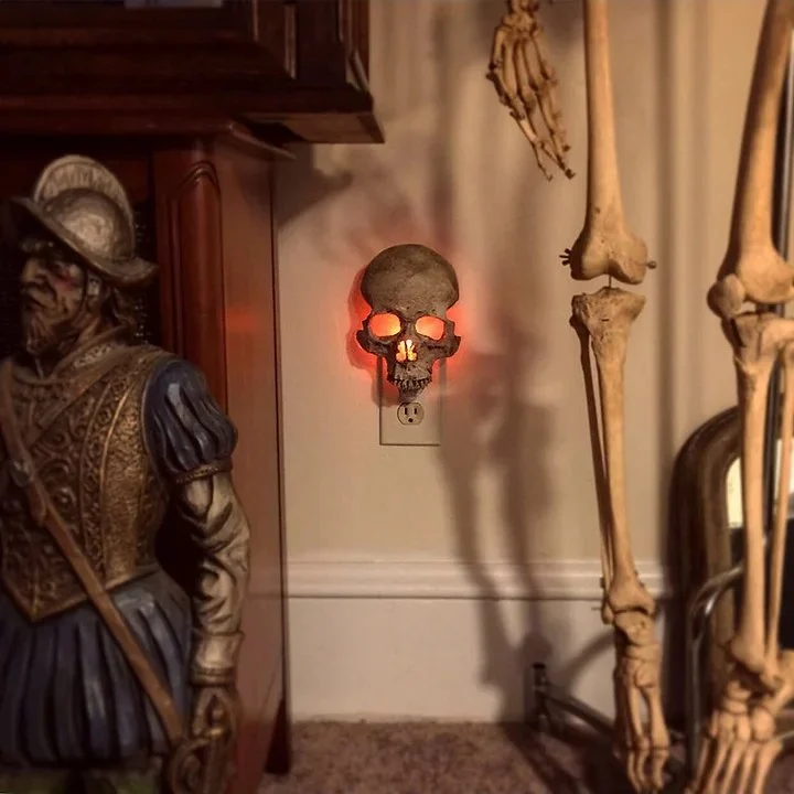 Human Skull Light - Gothic Skeleton Skull Plug Into Wall Night Light -  - #tag1#