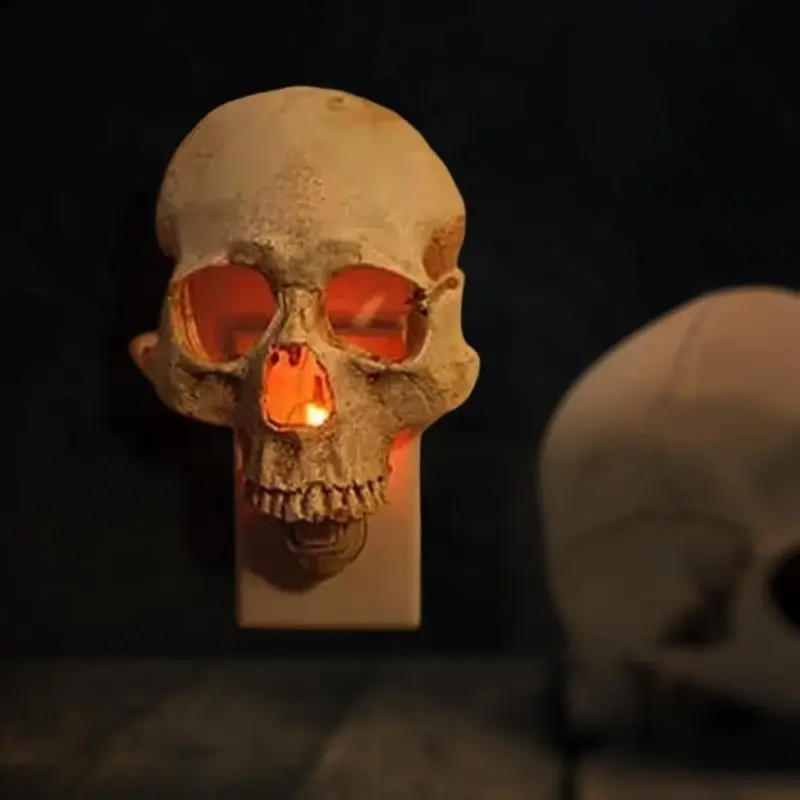Human Skull Light Gothic Skeleton Skull Plug Into Wall Night Light tag1