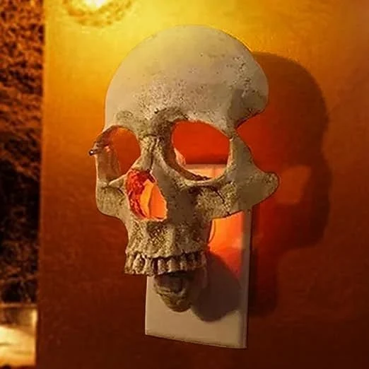 Human Skull Light - Gothic Skeleton Skull Plug Into Wall Night Light -  - #tag1#