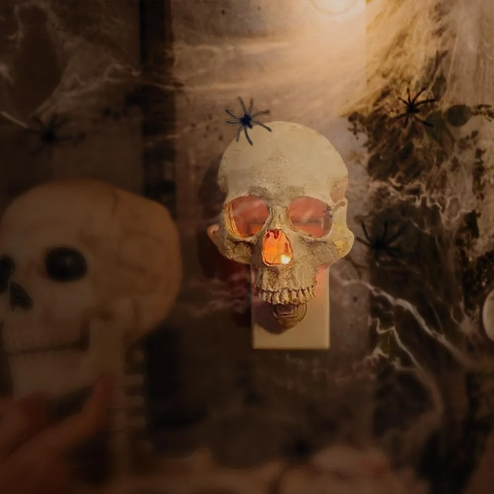 Human Skull Light - Gothic Skeleton Skull Plug Into Wall Night Light -  - #tag1#
