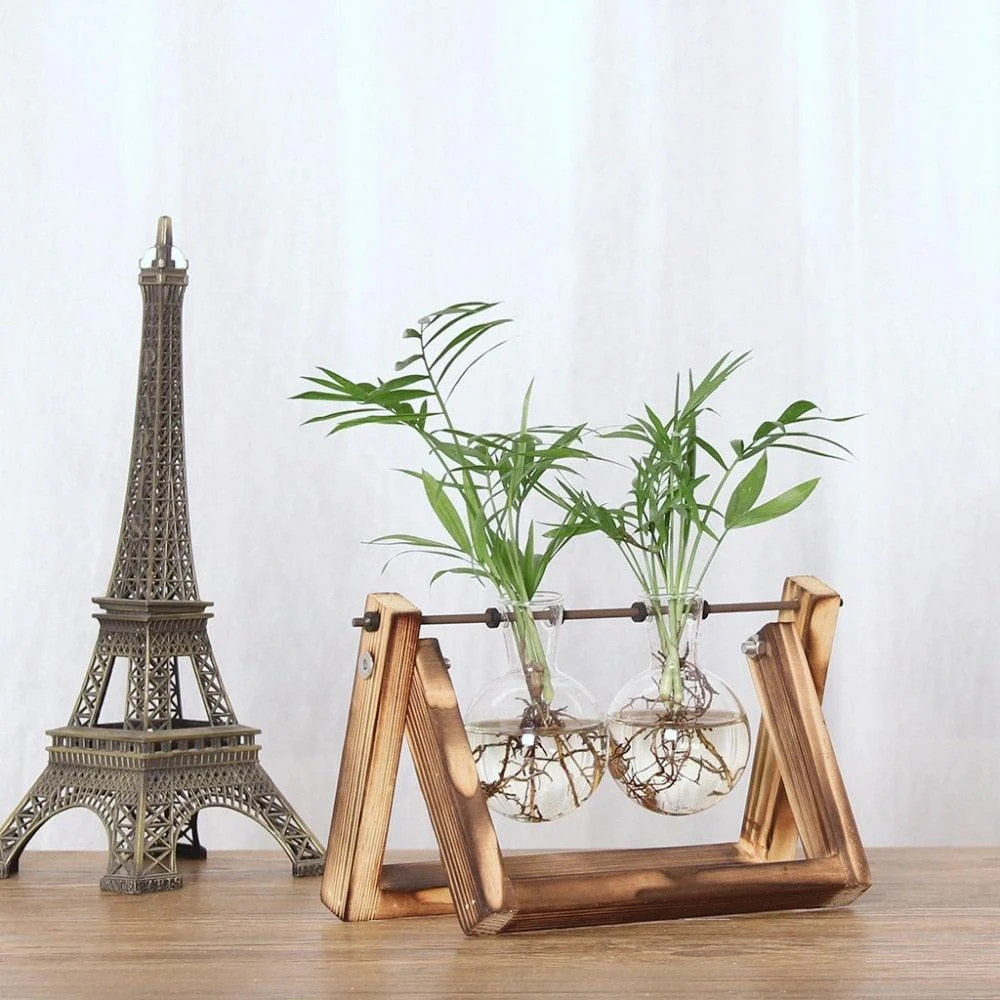 Hydroponic Vintage Flower Vases Plant Vase Creative Wooden Frame Decorative Home Bonsai Decor Transparent Glass Tabletop 12c95beb 4072 4761 Acd5 312a5837bc59