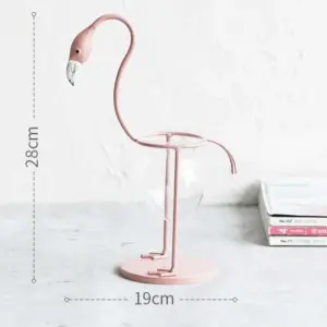 Hydroponic Glass Flamingo Vase - 