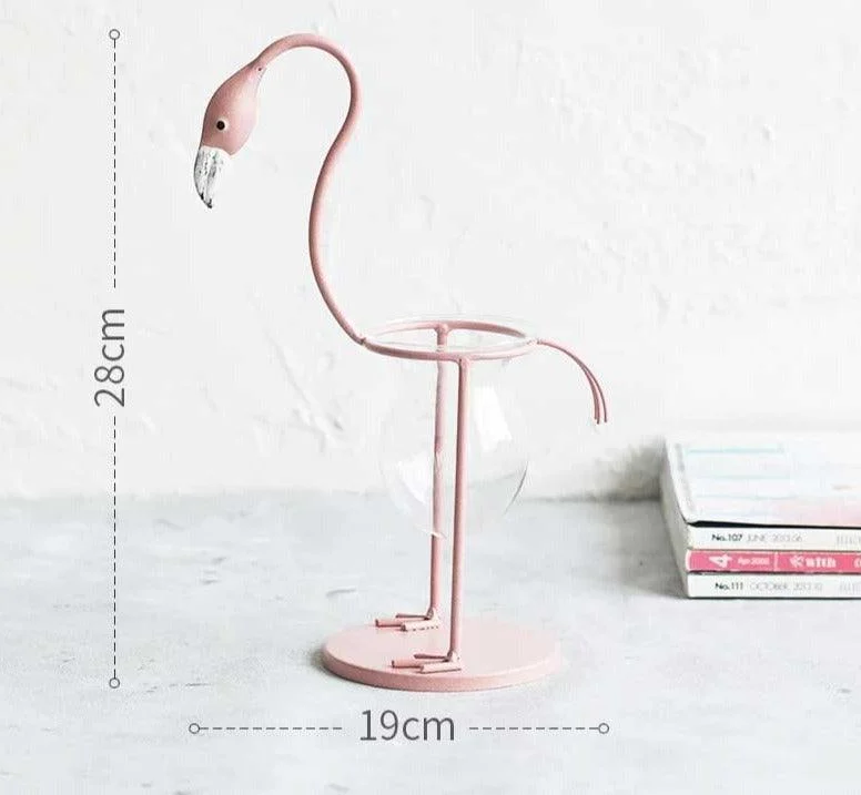 Hydroponic Glass Flamingo Vase -