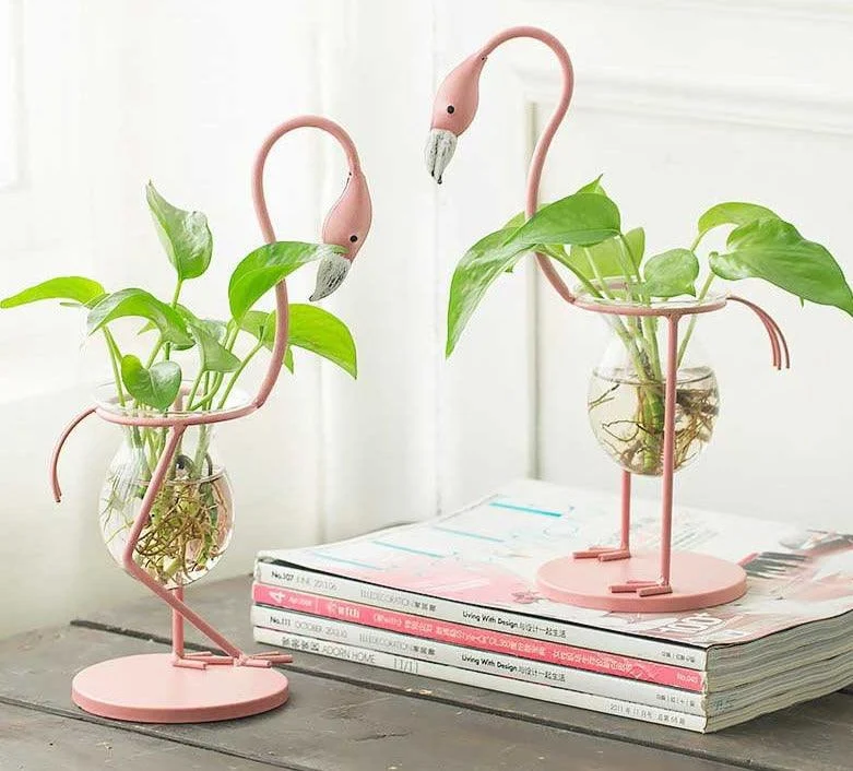 Hydroponic Glass Flamingo Vase -