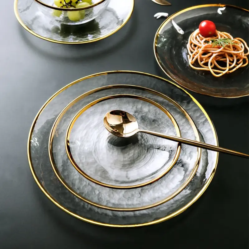 INS Nordic Western Glass Dinner Plates Tableware Transparent Salad Fruit Plate Creative Dishes and Plates Sets d735d608 daaf 49d9 9e59 17a330d57db1
