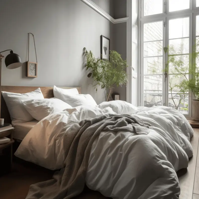 Ibrahim a cozy bedroom with a fluffy white duvet and white shee 19dda4c5 d491 4a2a 9c79 78d44e18ced0