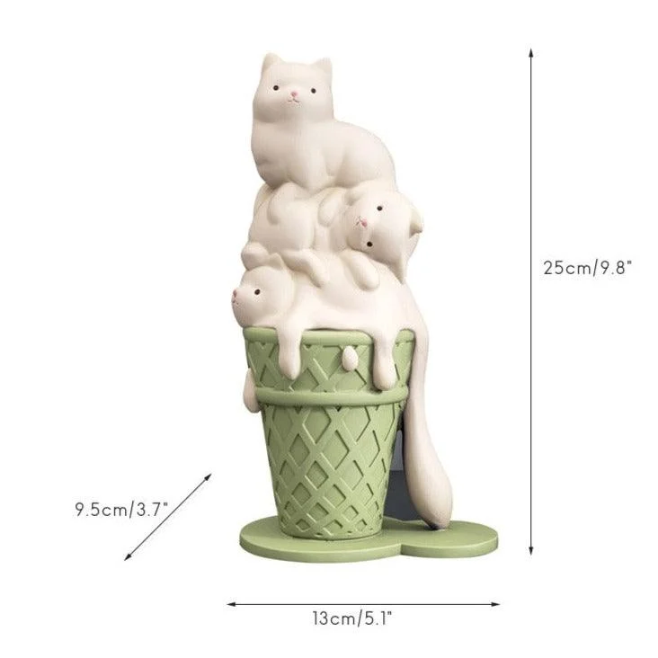 Ice Cream Melting Cat Sculpture -