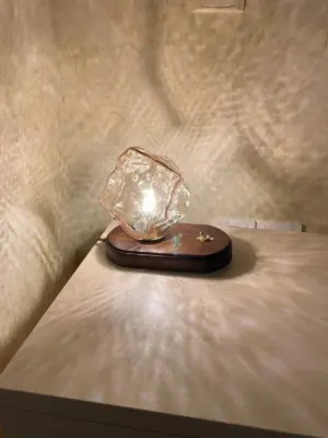 Glass table lamp made of ice stone