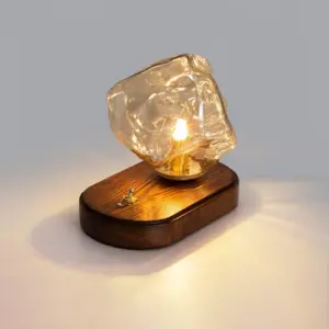 Homeko Ice Stone Glass Bedroom Table Lamp