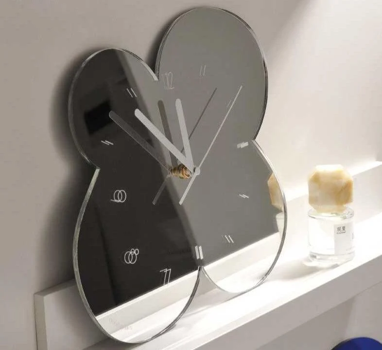 Industrial Acrylic Mirror Flower Wall Clock - 