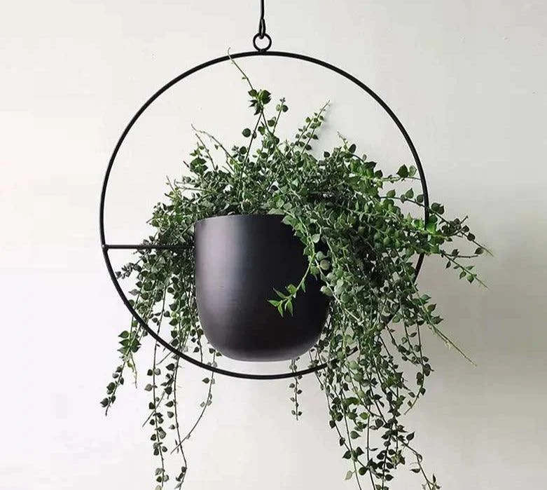 Industrial Black Metal Wall Vase -