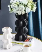 Industrial Black and White Ceramic Bulb Vase