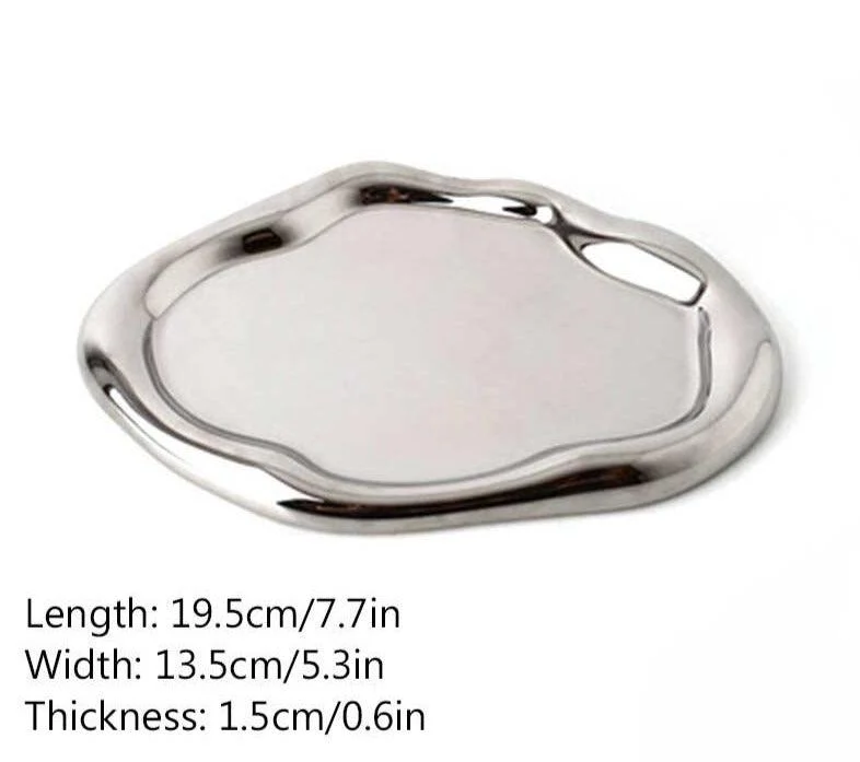 Industrial Ceramic Cookies & Silver Mirrored Tray Plate -