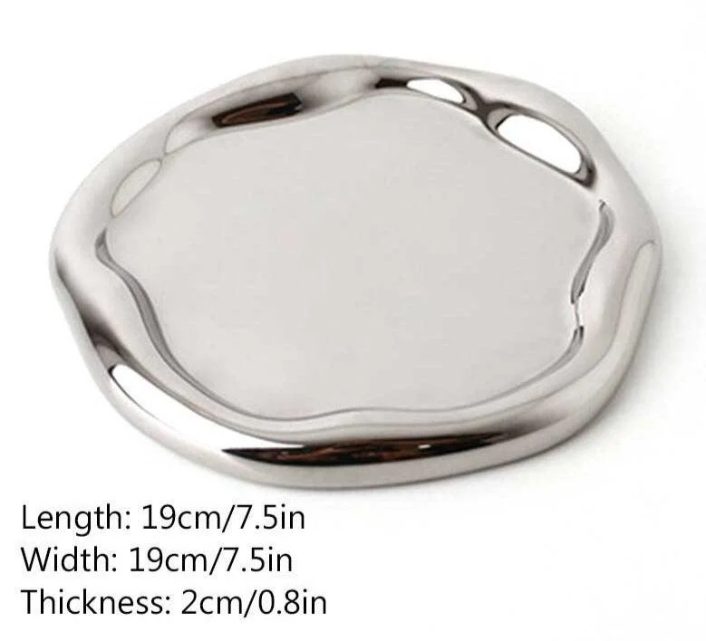 Industrial Ceramic Cookies & Silver Mirrored Tray Plate -