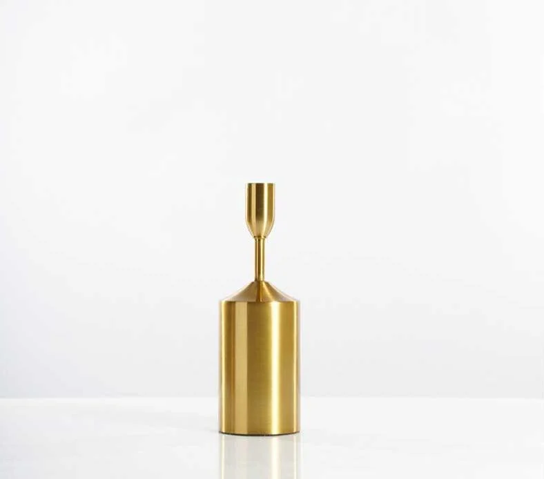 Industrial Gold Pillar Candle Holders -