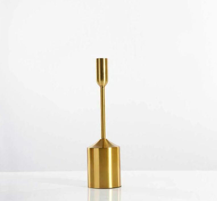 Industrial Gold Pillar Candle Holders -