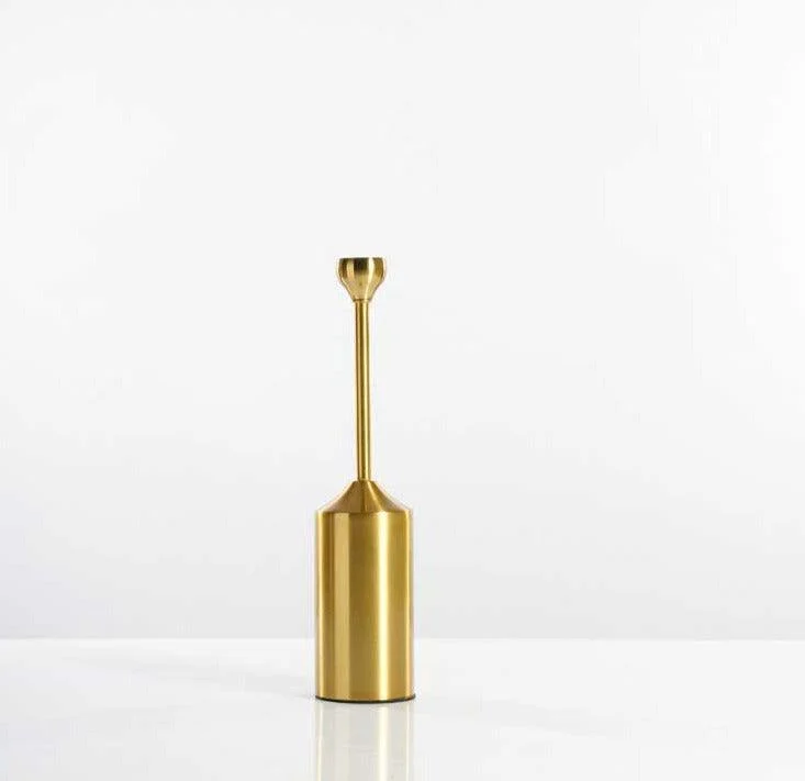 Industrial Gold Pillar Candle Holders -