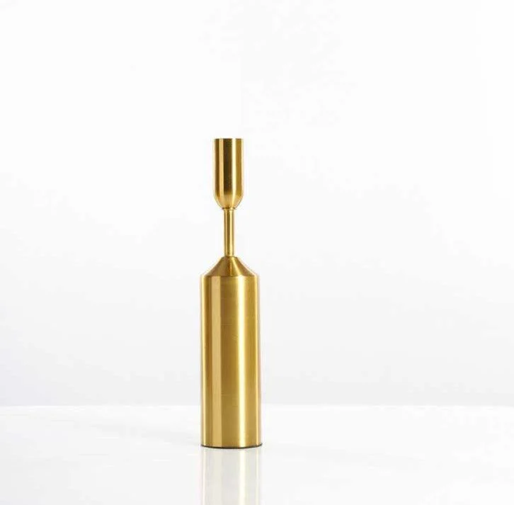 Industrial Gold Pillar Candle Holders -