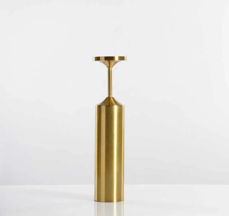 Industrial Gold Pillar Candle Holders -