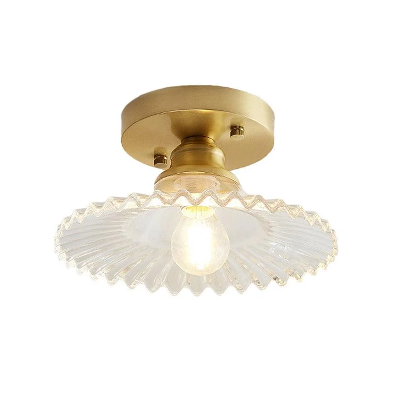 Industrial Semi-Flush Ceiling Lamp with Green Ribbed Glass Shade -  - #tag1#