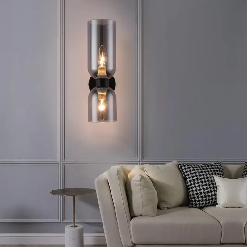 Industrial Smokey Wall Double Headed Lamp