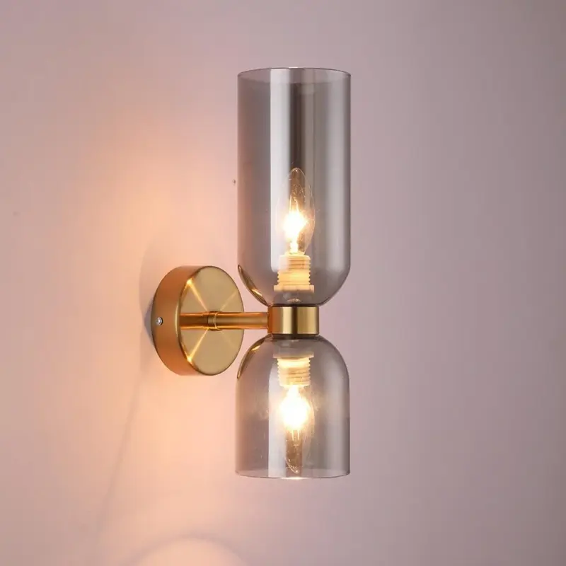 Industrial Smokey Wall Double Headed Lamp