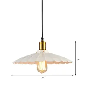 Industrial Wavy Pendant Lamp 1-Light in Black/White
