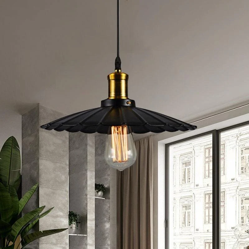 Industrial Wavy Pendant Lamp 1-Light in Black/White -  - #tag1#