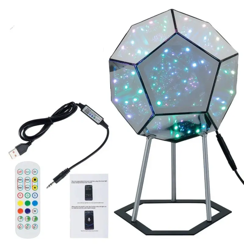 Infinity Dodecahedron Color Art Light LED Night Lamp USB Charge Table Lamp Adjustable Bedside Lamp Desk