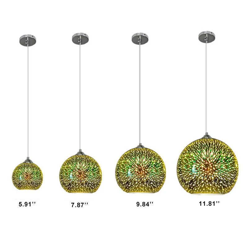 Innovative 3D Colorful Fireworks Glass Pendant Lamp with 1 Light Source -  - #tag1#