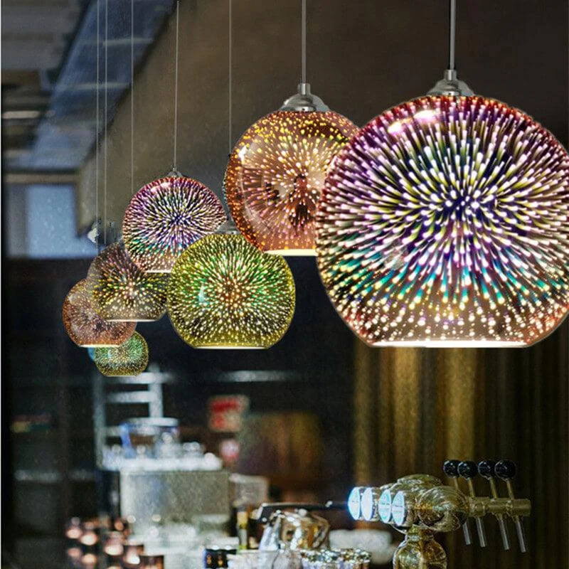 Innovative 3D Colorful Fireworks Glass Pendant Lamp with 1 Light Source -  - #tag1#
