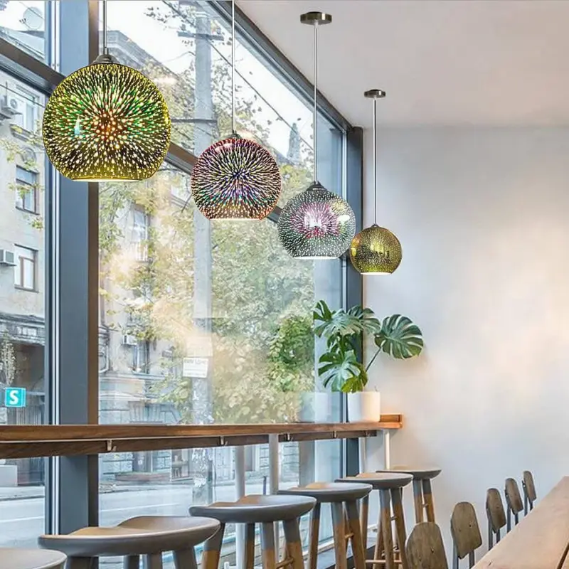Innovative 3D Colorful Fireworks Glass Pendant Lamp with 1 Light Source tag1
