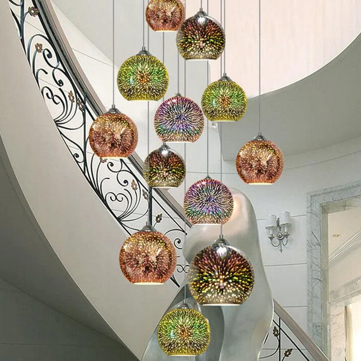 Innovative 3D Colorful Fireworks Glass Pendant Lamp with 1 Light Source -  - #tag1#