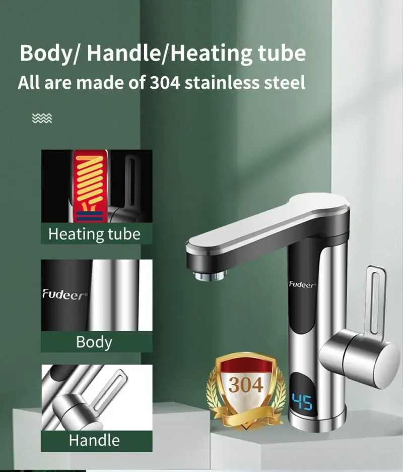 Instant Water Heater Faucet for Basin Tap 220V 3400W Tankless LCD Display tag1