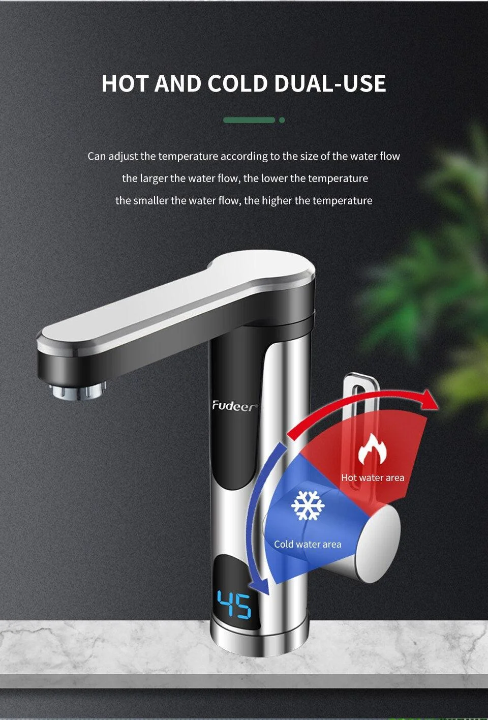 Instant Water Heater Faucet for Basin Tap 220V 3400W Tankless LCD Display -  - #tag1#