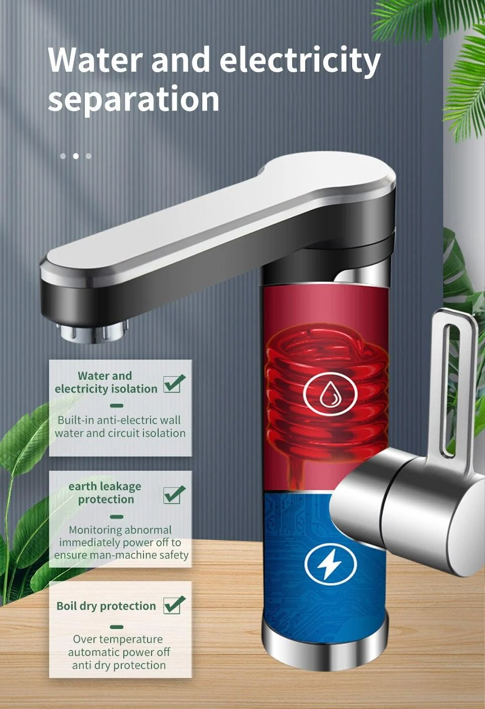 Instant Water Heater Faucet for Basin Tap 220V 3400W Tankless LCD Display -  - #tag1#