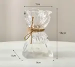 Iridescent Abstract Glass Pleated Paper Bag Vase with Rope Strap