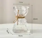 Iridescent Abstract Glass Pleated Paper Bag Vase with Rope Strap