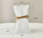 Iridescent Abstract Glass Pleated Paper Bag Vase with Rope Strap