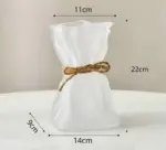 Iridescent Abstract Glass Pleated Paper Bag Vase with Rope Strap