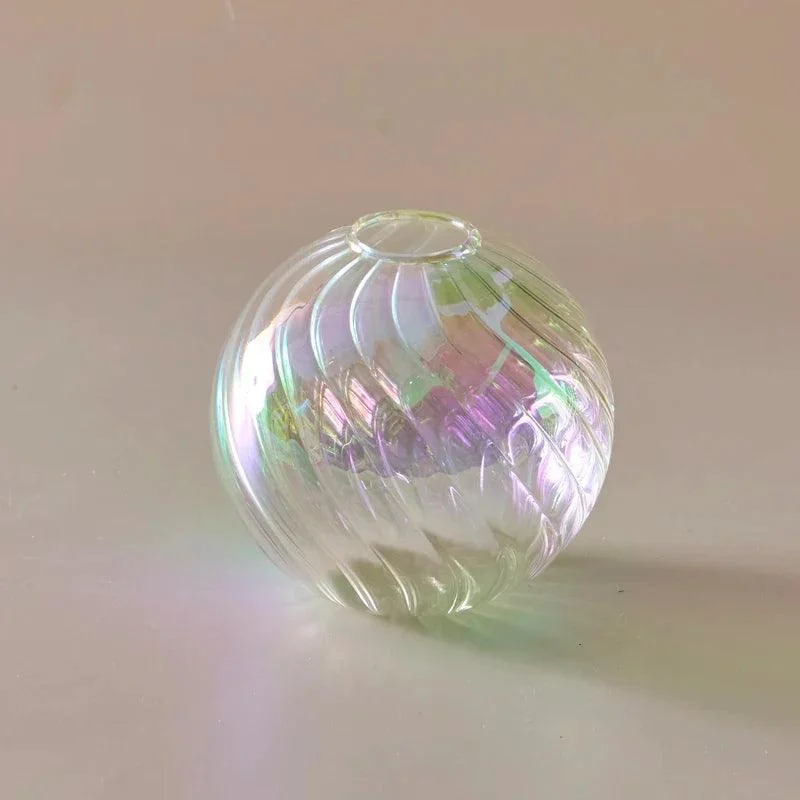 Iridescent Glass Ball Vases Flower Pot -