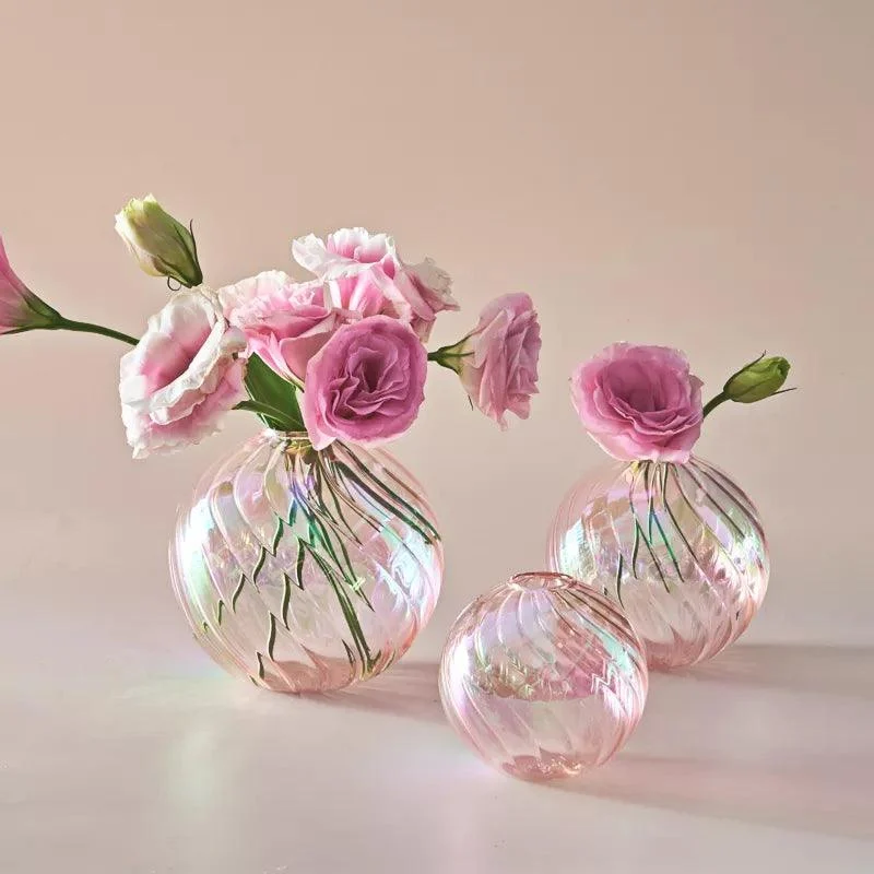 Iridescent Glass Ball Vases Flower Pot -