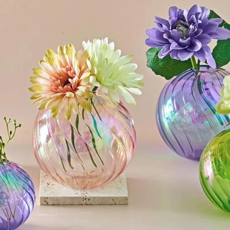 Iridescent Glass Ball Vases Flower Pot -