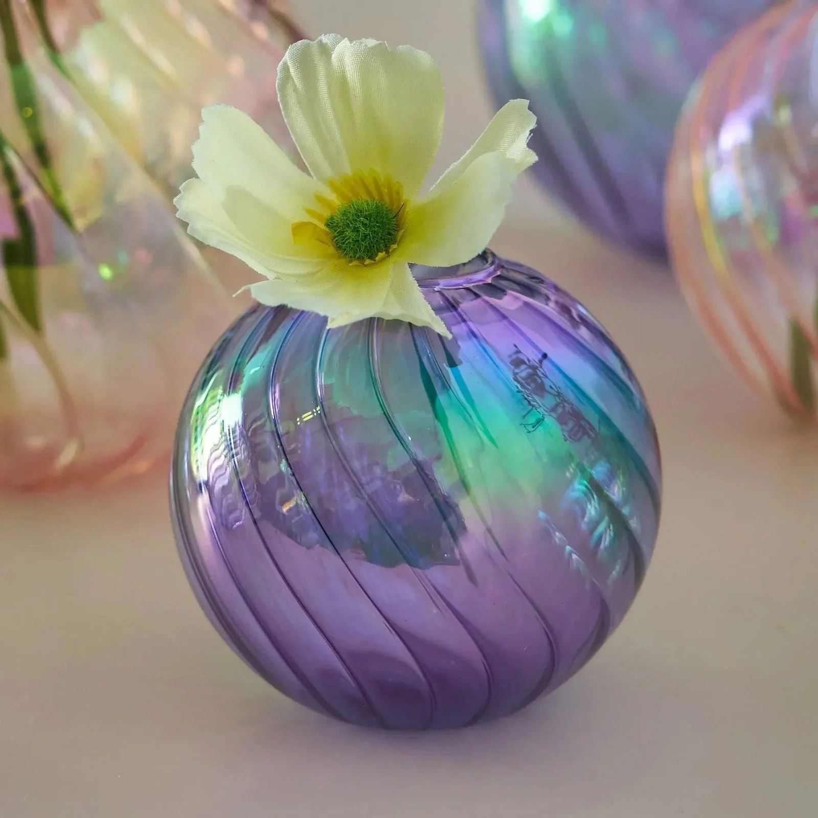 Iridescent Glass Ball Vases Flower Pot -