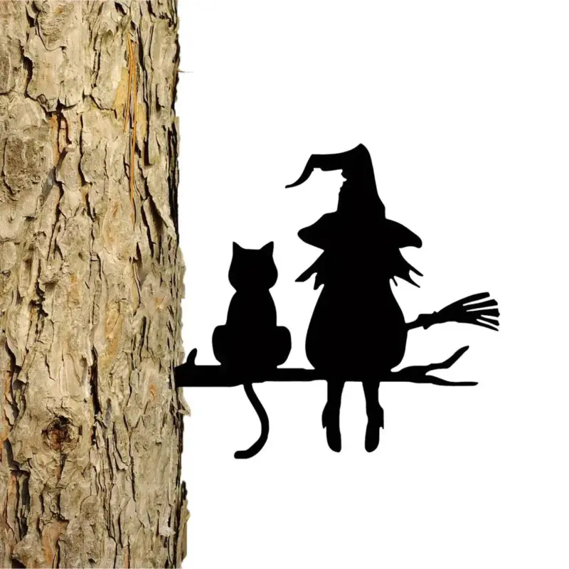 Iron Silhouette Cute Witch And Cat Garden Stake On The Branch Yard Art Decor Tree Stump.png 5fe61f63 a6d3 4061 a29d edf8763cfd57