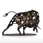 Iron made Braided Cattle Metal Home Decor Sculpture